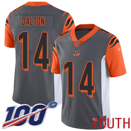Cincinnati Bengals Limited Silver Youth Andy Dalton Jersey NFL Footballl #14 100th Season Inverted Legend->women nfl jersey->Women Jersey